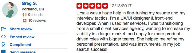 Technical resume ux:ui developer job search success client testimonial Ursala G